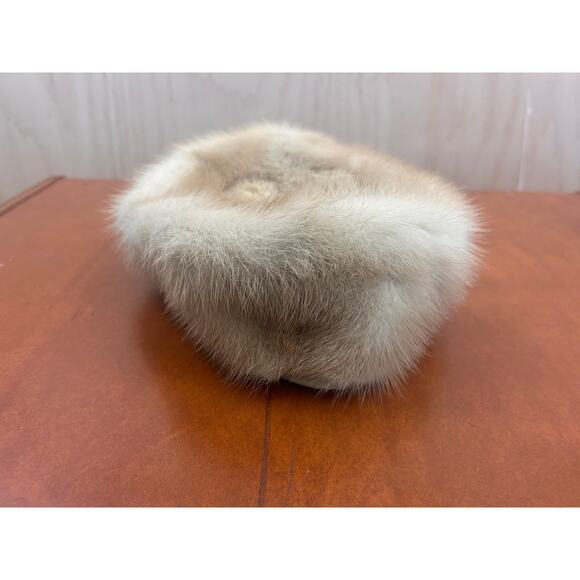 Vintage F.J. Sergi Ivory Mink Fur Hat Couture Utica NY Winter Cap - Picture 8 of 9